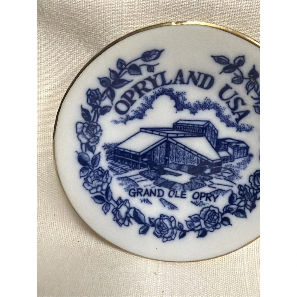 Vintage NASHVILLE, TN Grand Ole Opry/Opryland Cobalt Blue/White Plate Gold Trim